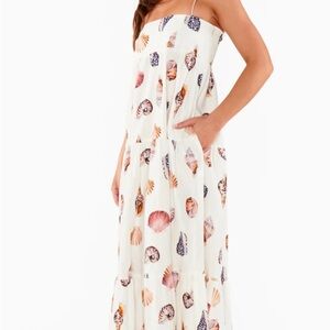 Seashell Print Strapless Maxi Dress